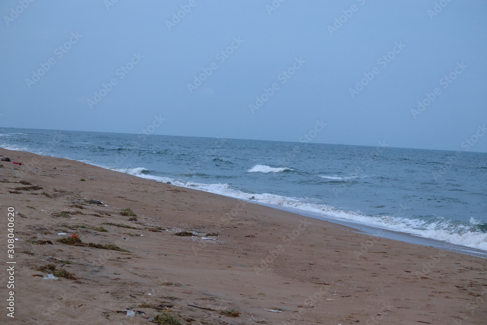beautiful sandy beach and soft blue ocean wave.Summer beach and sea beautiful sandy beach and soft blue ocean wave.Summer beach and sea