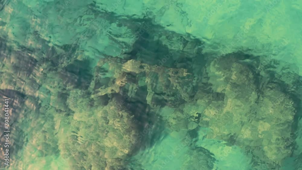 Scuba divers explore shipwreck near Israel shore. aerial drone view Scuba divers explore shipwreck near Israel shore. aerial drone view