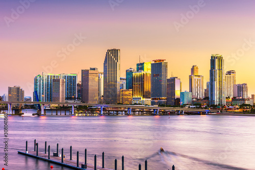 Miami  Florida  USA skyline on Bisayne Bay