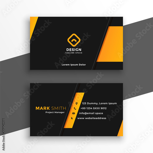 black and yellow modern business card design template