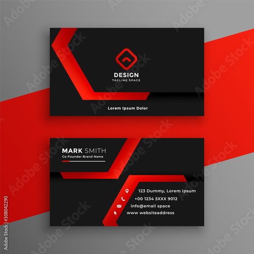 red and black geometric business card template design