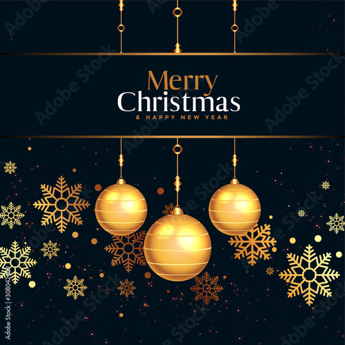 black and gold merry christmas festival poster design
