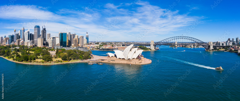 Naklejka premium Widok z lotu ptaka na Sydney, Australia. Strzał z drona. Panorama.