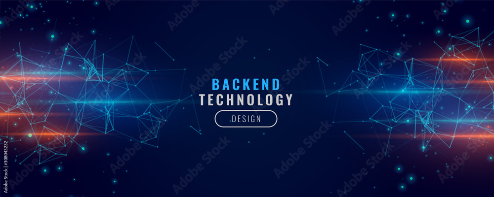 digital backend technology concept particle background design