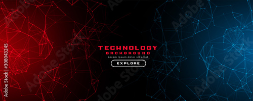 abstract technology background with red and blue lights