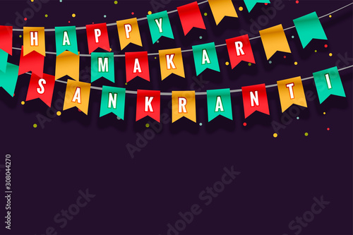 happy makar sankranti celebration flags background design