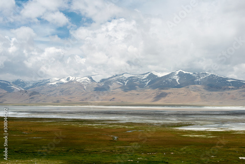 Ladakh  India - Jul 12 2019 - Tso Kar Lake in Ladakh  Jammu and Kashmir  India.  is a fluctuating salt lake situated in the Rupshu Plateau and valley in the southern part of Ladakh in India.