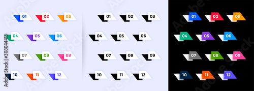 geometric bullet points collection from one to twelve