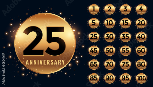 beautiful golden anniversary labels banner big collection