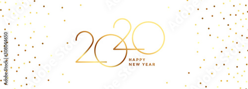 white and gold happy new year 2020 banner design