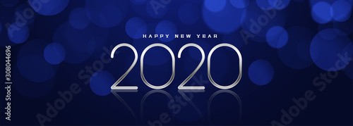 beautiful blue bokeh new year 2020 banner design