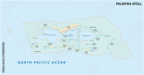 Map of the Palmyra Atoll an unorganized territory of the United States