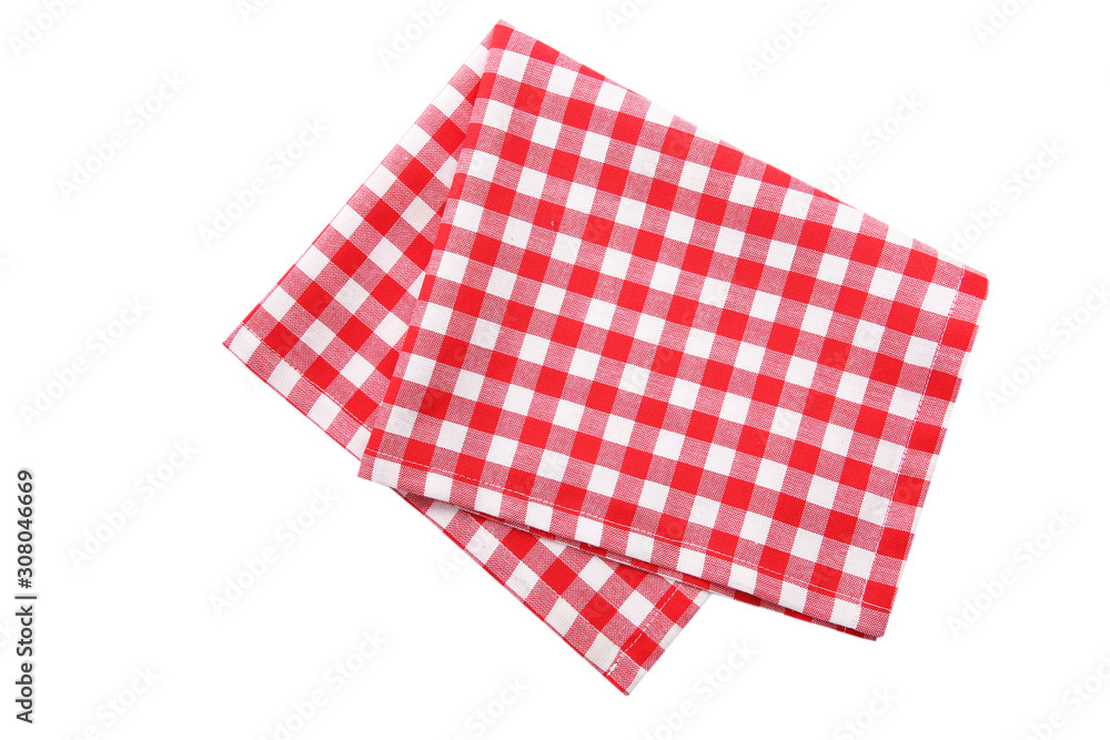 Red picnic cloth isolated,checkered towel. Red picnic cloth isolated,checkered towel.