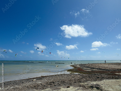 Kite surfing in the Caribbean Sea. Martinique. French West Indies. Antilles photo