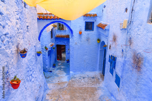 Chefchaouen, a town of blue painted houses. A city with narrow, beautiful, blue streets. © Екатерина Спиридонов