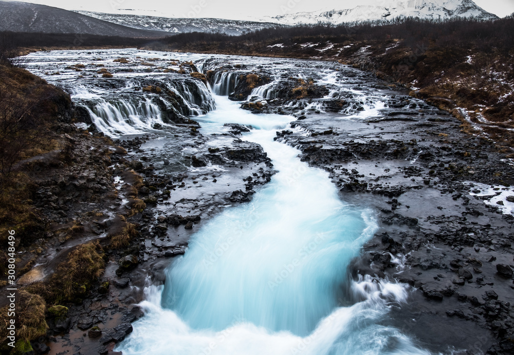 Bruarfoss Waterfall , beautiful blue water. Iceland Bruarfoss Waterfall , beautiful blue water. Iceland