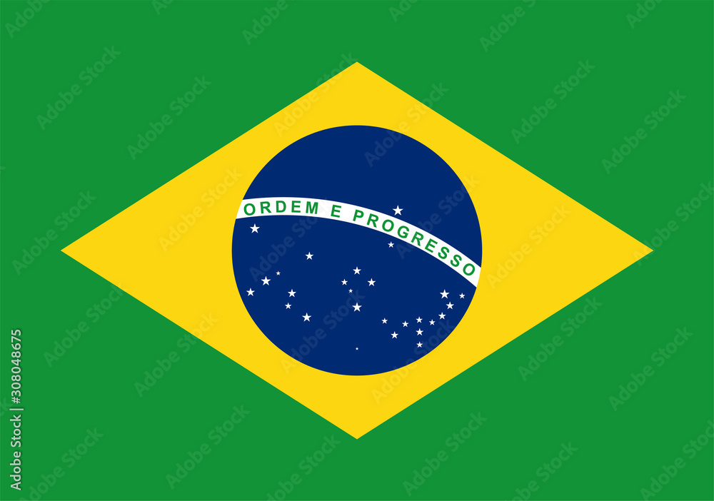 Fototapeta premium National flag of Brazil. Flat vector illustration EPS10