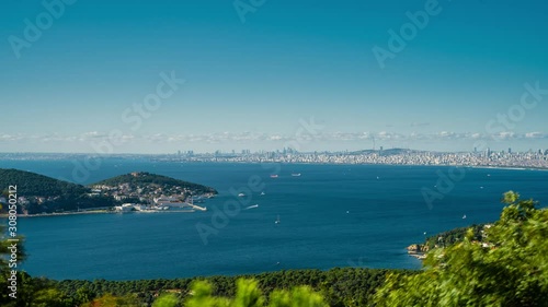 Timelapse video of Heybeliada Island located in the Marmara Sea, with Istanbul in the background photo