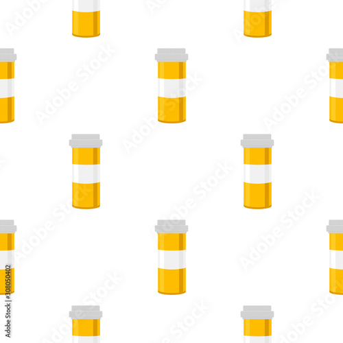 Illustration on theme big colored set different types of pills inside close jar