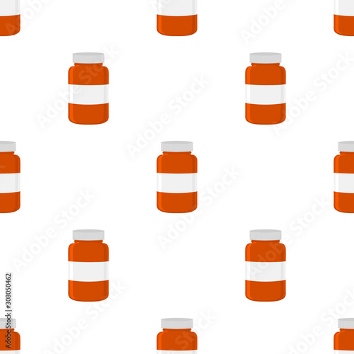Illustration on theme big colored set different types of pills inside close jar