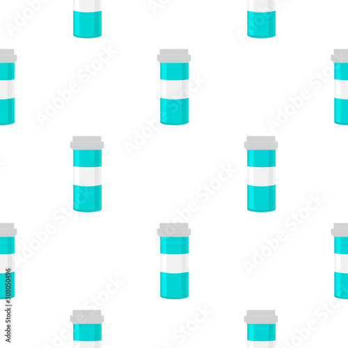 Illustration on theme big colored set different types of pills inside close jar