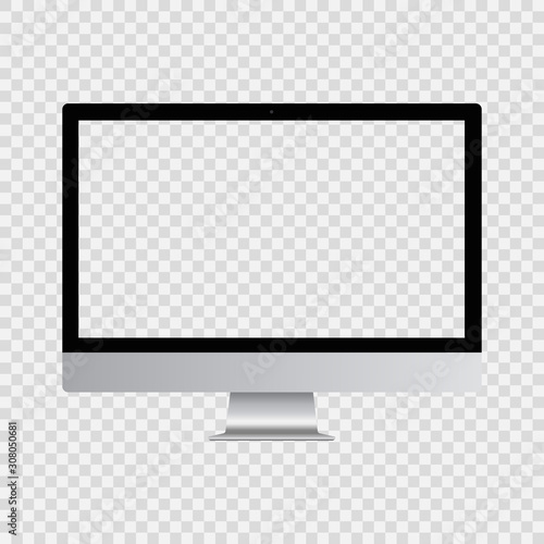 monitor computer all in one with blank screen isolated on the transparent background. stock vector illustration blank screen LCD monitor. 