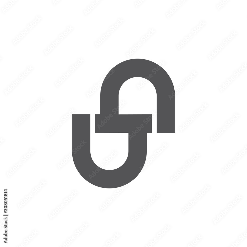 letter un linked geometric design logo vector letter un linked geometric design logo vector