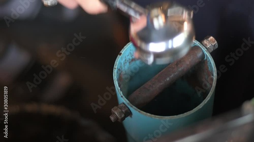 Dumping coffee grounds from portafilter to homemade bin from PVC tube