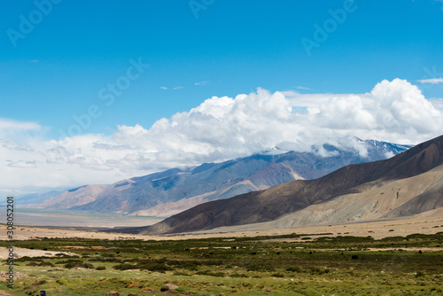 Ladakh, India - Jul 14 2019 - Beautiful scenic view from Between Nyoma and Tsaga La Pass in Ladakh, Jammu and Kashmir, India.