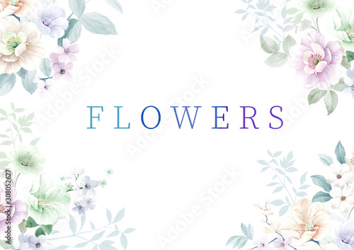 Computer drawn beautiful flowers illustration