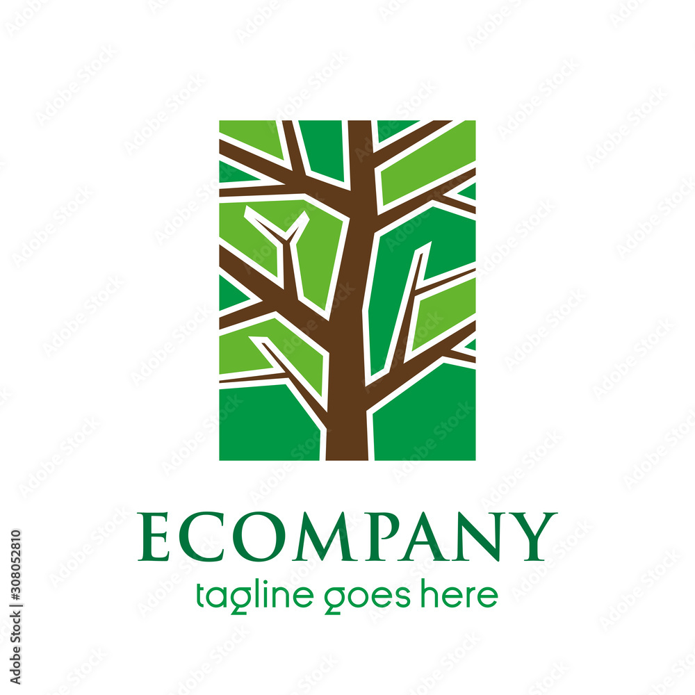 leaves eco tree logo rectangle shape design vector template. eco company logo. eco real estate logo. organic natural garden park concept icon leaves eco tree logo rectangle shape design vector template. eco company logo. eco real estate logo. organic natural garden park concept icon