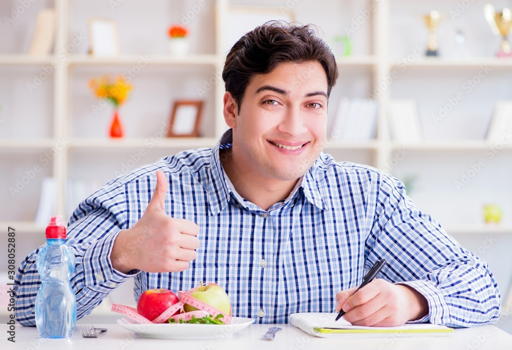 Man on special diet programm to lose weight Man on special diet programm to lose weight