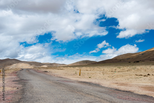 Ladakh  India - Jul 14 2019 - Beautiful scenic view from Between Nyoma and Tsaga La Pass in Ladakh  Jammu and Kashmir  India.