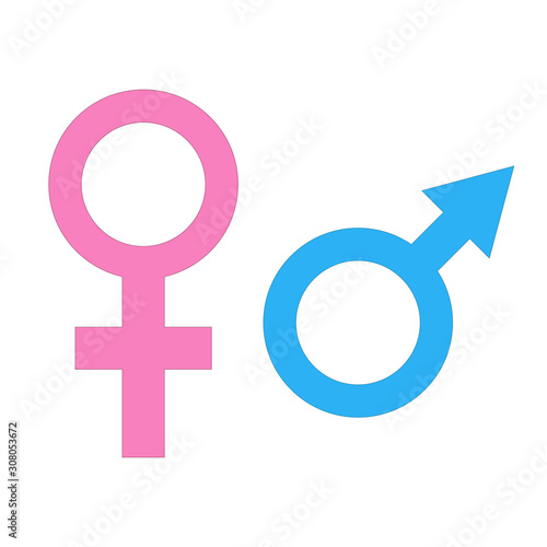 Man and Woman sign Venus and Mars like element for design on white, stock vector illustration