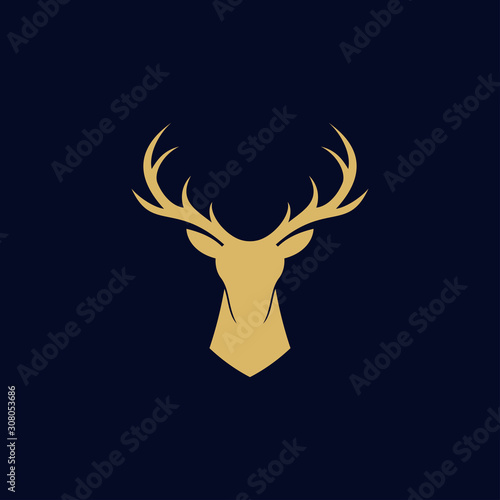 deer head abstract logo design vector template. modern flat antlers, wild animal illustration style