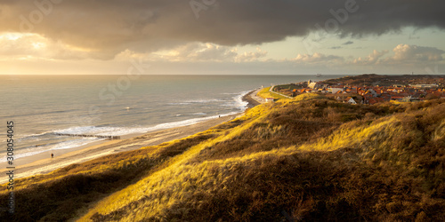 Panoramic view of the beach and dunes near the village of Zoutelande, Zeeland, The Netherlands photo