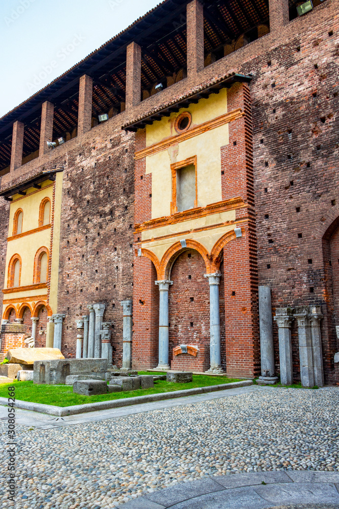 Castello Sforzesco or Sforza Castle in Milan, Lombardy, Italy