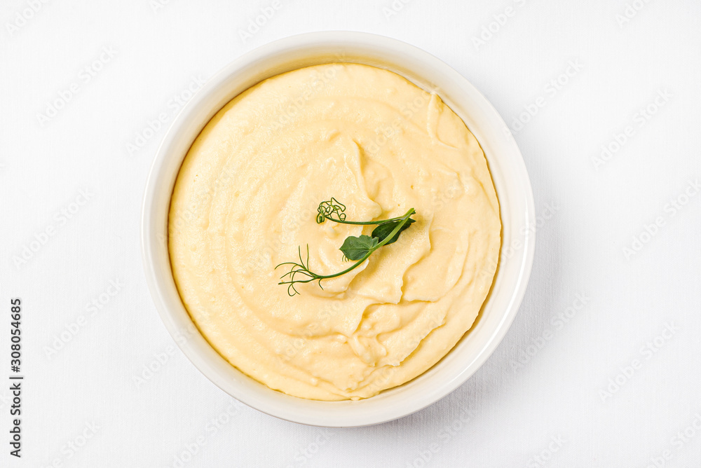 mashed potatoes on the white background mashed potatoes on the white background