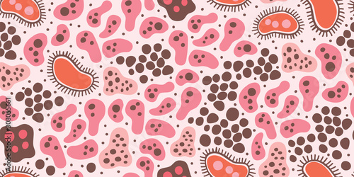 bacteria virus doodle seamless pattern, minimalism