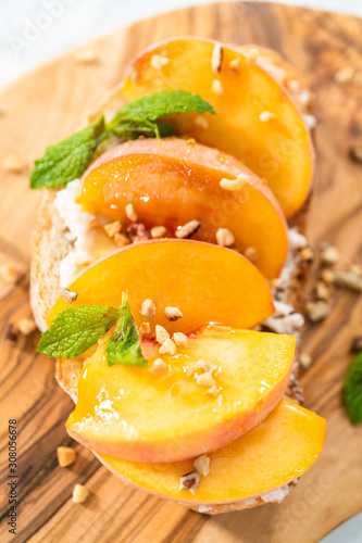 Peach ricotta toast