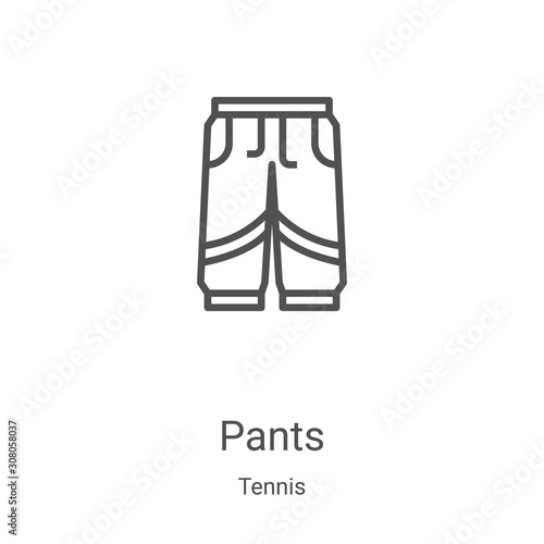 pants icon vector from tennis collection. Thin line pants outline icon vector illustration. Linear symbol for use on web and mobile apps, logo, print media
