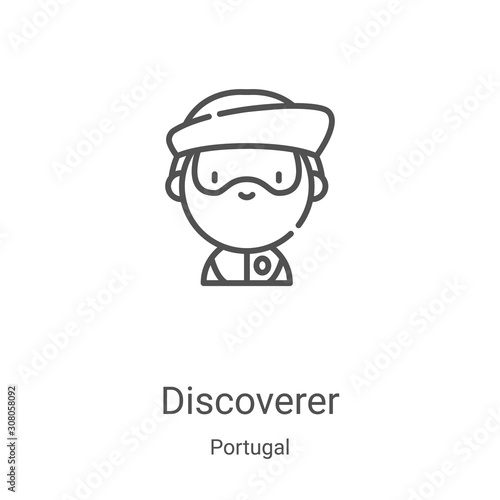 discoverer icon vector from portugal collection. Thin line discoverer outline icon vector illustration. Linear symbol for use on web and mobile apps, logo, print media