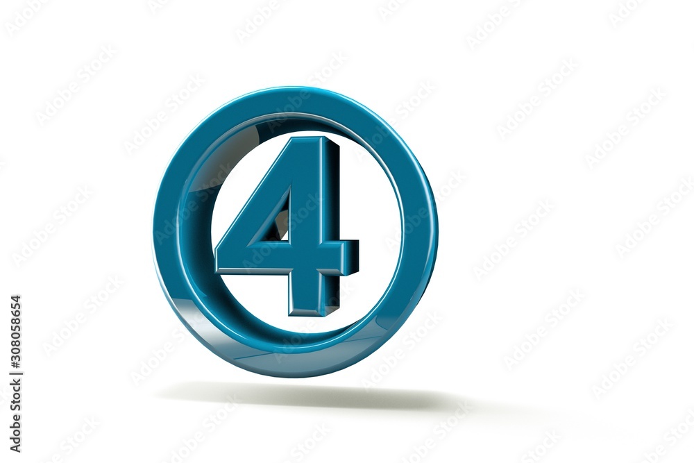 3D illustration number with white background,number 4 3D illustration number with white background,number 4