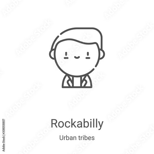 rockabilly icon vector from urban tribes collection. Thin line rockabilly outline icon vector illustration. Linear symbol for use on web and mobile apps, logo, print media