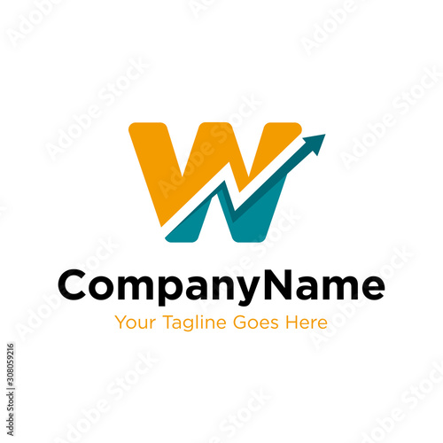 letter W trade marketing logo design vector. initial W and chart diagram graphic concept. company, corporate, business, finance symbol icon
