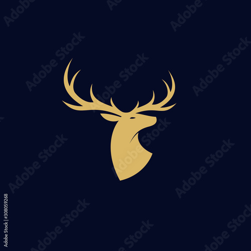 deer head abstract logo design vector template. modern flat antlers, wild animal illustration style