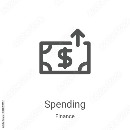 spending icon vector from finance collection. Thin line spending outline icon vector illustration. Linear symbol for use on web and mobile apps, logo, print media