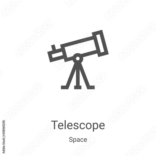 telescope icon vector from space collection. Thin line telescope outline icon vector illustration. Linear symbol for use on web and mobile apps, logo, print media