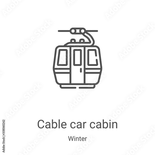 cable car cabin icon vector from winter collection. Thin line cable car cabin outline icon vector illustration. Linear symbol for use on web and mobile apps, logo, print media
