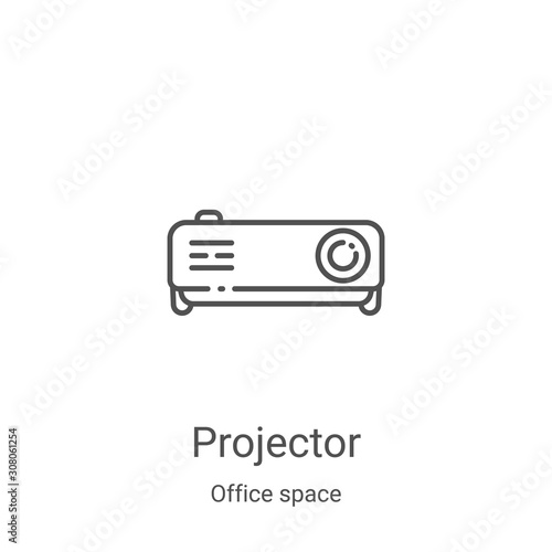 projector icon vector from office space collection. Thin line projector outline icon vector illustration. Linear symbol for use on web and mobile apps, logo, print media
